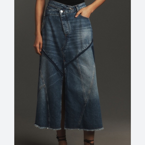 Anthropologie pilcro  patchwork denim midi skirt - Picture 1 of 3